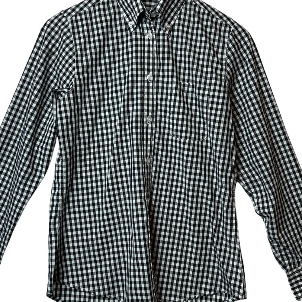 Chef Works Black & White Gingham Long Sleeve Button-Up Shirt S